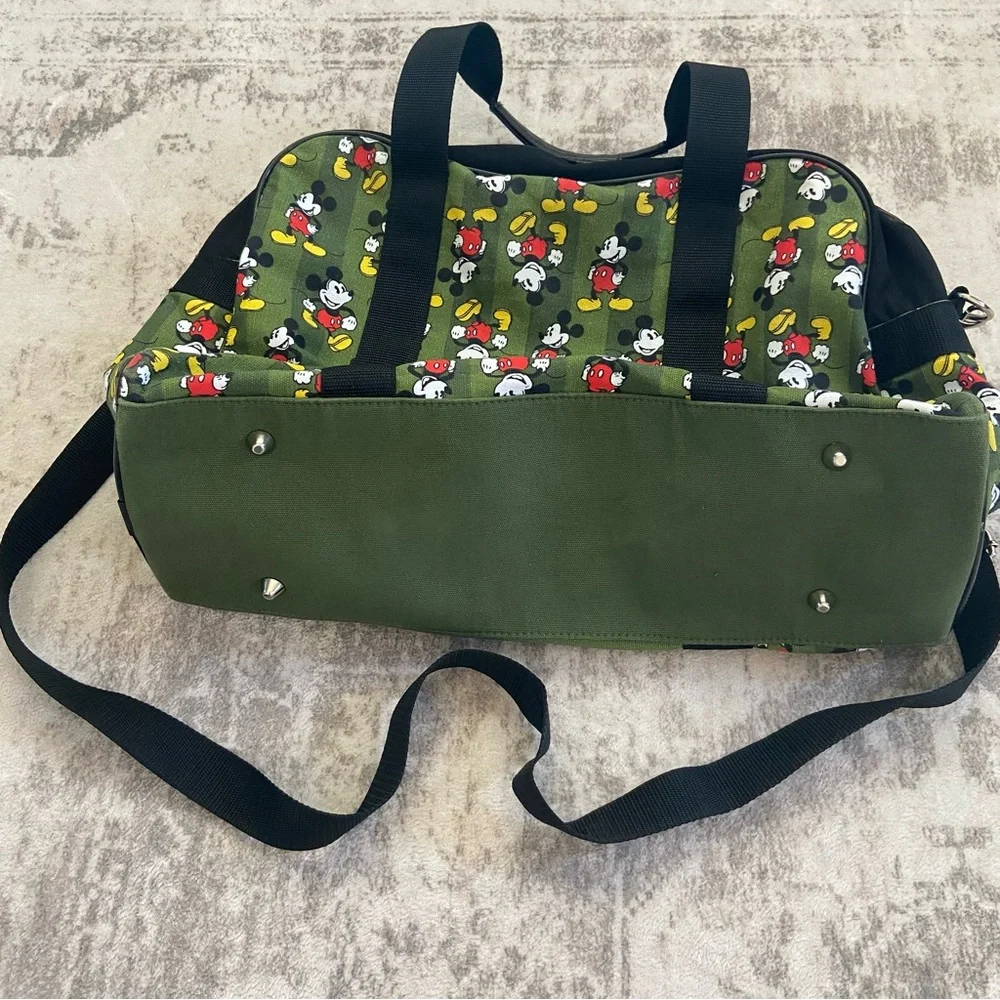 Mickey Mouse Walt Disney Green Canvas Large Tote Diaper Bag Purse Travel - Picture 10 of 12